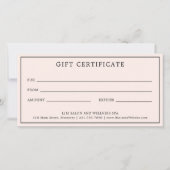 Carte Certificat cadeau simple Monogram Pink Blush (Devant)