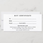 Carte Certificat-cadeau simple Professional Chic Boutiqu (Dos)