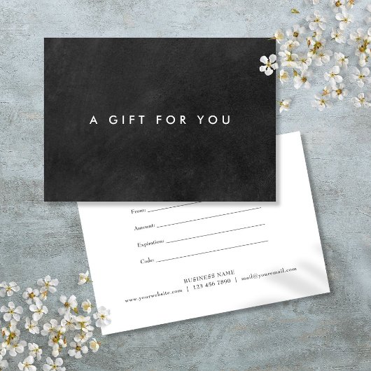 Carte Certificat Cadeau Simple Tableau Noir Moderne