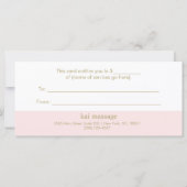 Carte Certificat cadeau Spa de salon rose (Dos)