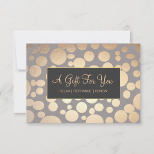 Carte Certificat cadeau Spa et salon Faux Gold et Taupe