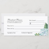 Carte Certificat cadeau Succulents personnalisable (Dos)