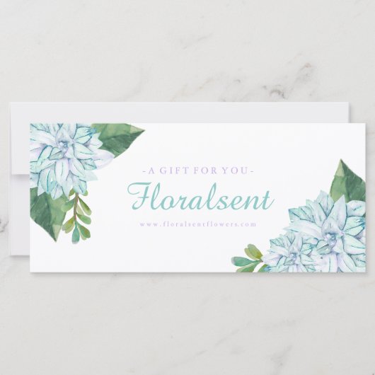 Carte Certificat cadeau Succulents personnalisable (Devant)