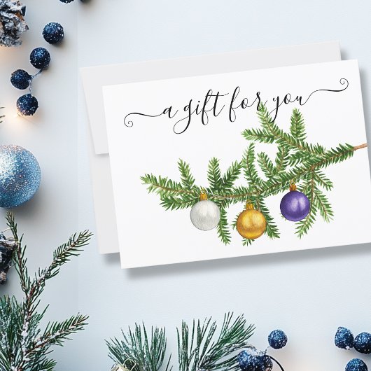 Carte Certificat cadeau Succursale de pin de Noël