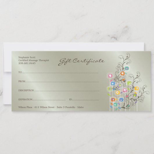 Carte Certificat cadeau super Flower Garden Silver (Devant)