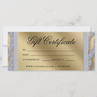 Carte Certificat cadeau Tanning Salon Bijoux Argent Or