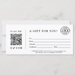 Carte Certificat Cadeau Tendance Logo de l'entreprise