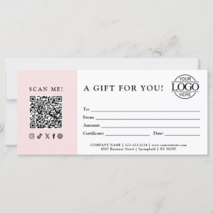 Carte Certificat Cadeau Tendance Logo de l'entreprise