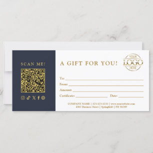 Carte Certificat Cadeau Tendance Logo de l'entreprise