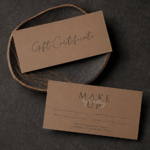 Carte Certificat Cadeau Terracotta Foncé pour Artiste Ma