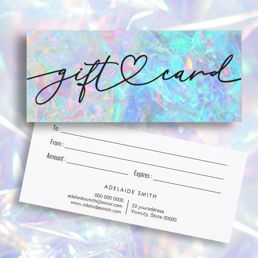 Carte certificat cadeau texture opale
