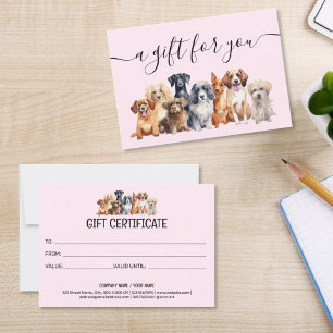 Carte Certificat Cadeau Toilettage de Chien Garde d'Anim