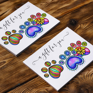 Carte Certificat Cadeau Toilettage Patte de Chien Garder