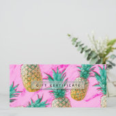 Carte Certificat-cadeau Tropical Pineapples & Pink Marbl (Debout devant)