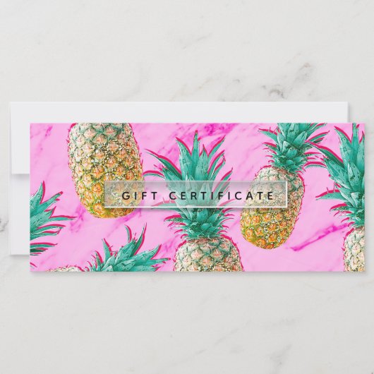 Carte Certificat-cadeau Tropical Pineapples & Pink Marbl (Devant)