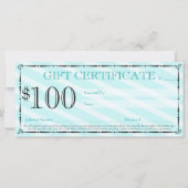 Carte Certificat cadeau turquoise Blue Hair & Beauty (Dos)
