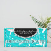 Carte Certificat cadeau turquoise Blue Hair & Beauty (Debout devant)
