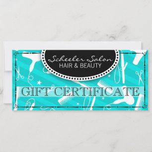 Carte Certificat cadeau turquoise Blue Hair & Beauty