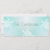 Carte Certificat cadeau Turquoise White Turtle (Devant)