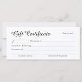 Carte Certificat cadeau Versatile moderne (Dos)