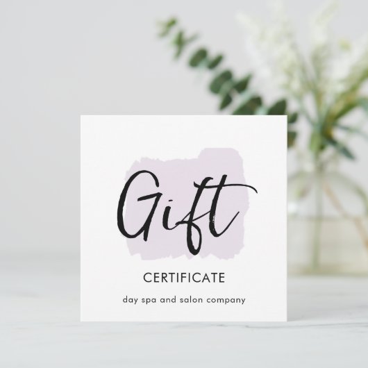 Carte Certificat cadeau Watercolor de Script moderne (Debout devant)