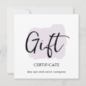 Carte Certificat cadeau Watercolor de Script moderne (Devant)