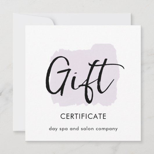 Carte Certificat cadeau Watercolor de Script moderne (Devant)