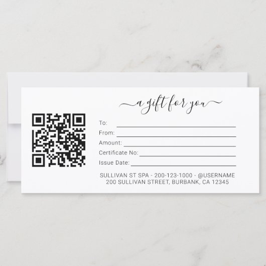 Carte Certificat commercial minimal avec code QR (Devant)