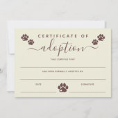 Carte Certificat d'adoption Brown d'Empreintes de pattes (Devant)