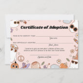 Carte Certificat d'adoption de fantôme rose Éffrayant Ha (Devant)