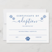 Carte Certificat d'adoption des Empreintes de pattes ble (Devant)