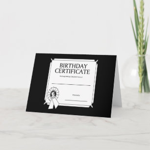 Carte Certificat d'anniversaire