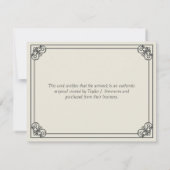 Carte Certificat d'authenticité du cadre d'ornement de s (Dos)
