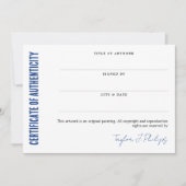 Carte Certificat d'authenticité du script de signature b (Devant)