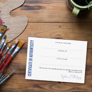 Carte Certificat d'authenticité du script de signature b