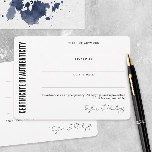 Carte Certificat d'authenticité du script de signature n