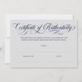 Carte Certificat d'authenticité Gris & Navy Tourbillons (Devant)