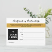 Carte Certificat d'Authenticité Moutarde Votre Logo (Debout devant)