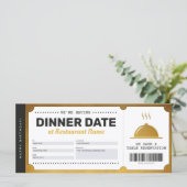Carte Certificat de bon d'or de réservation de restauran (Debout devant)