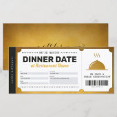 Carte Certificat de bon d'or de réservation de restauran (Devant / Derrière)