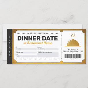 Carte Certificat de bon d'or de réservation de restauran