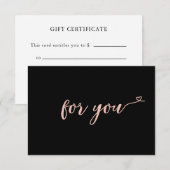 CARTE CERTIFICAT DE CADEAU COMMERCIAL | (Devant / Derrière)