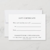CARTE CERTIFICAT DE CADEAU COMMERCIAL | (Dos)