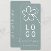 CARTE CERTIFICAT DE CADEAU DE LOGO DE LA SAGE DE FLEURS  (Devant / Derrière)