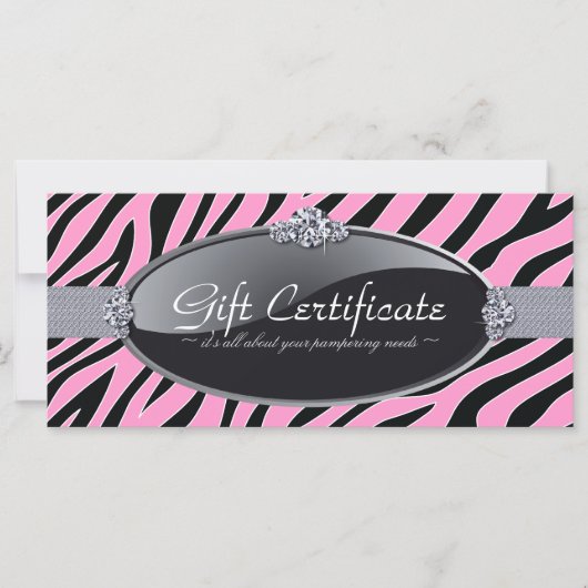 CARTE CERTIFICAT DE CADEAU D'IMPRESSION ZEBRA (Devant)