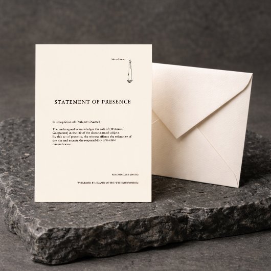 Carte Certificat de parrainage pour confirmation/baptême