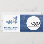 CARTE CERTIFICAT DENIM BLUE LOGO D'ENTREPRISE CADEAU DE  (Devant)