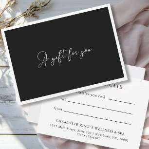 Carte CERTIFICAT D'ENTITÉ D'AFFAIRES  Noir Moderne