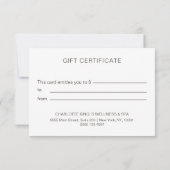 Carte CERTIFICAT D'ENTREPRISE| pour| moderne (Dos)