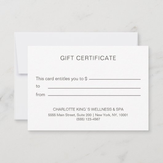 Carte CERTIFICAT D'ENTREPRISE| pour| moderne (Dos)